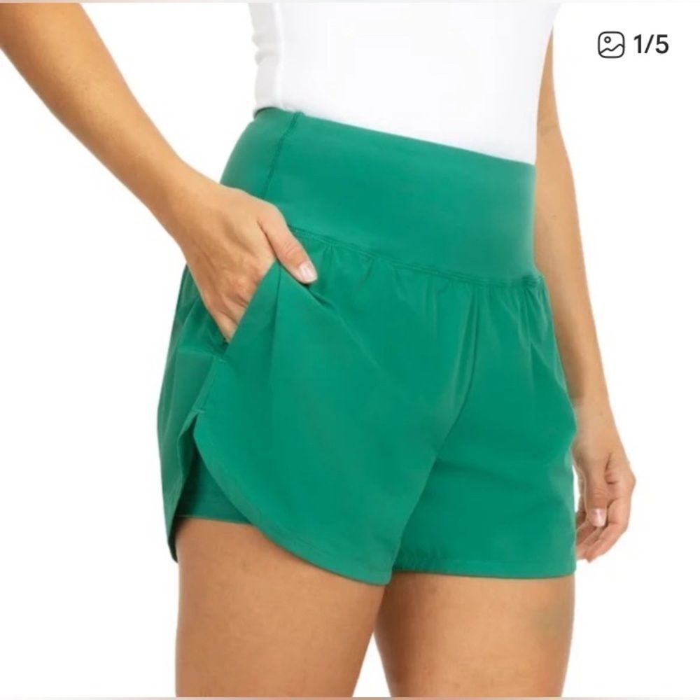 Spyder Green Women's High Waisted Athletic Shorts with Liner XXL#743